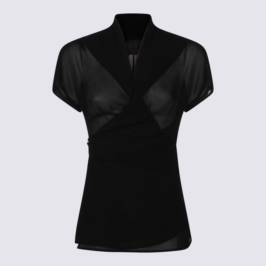 Rick Owens 100% silk blouse in black