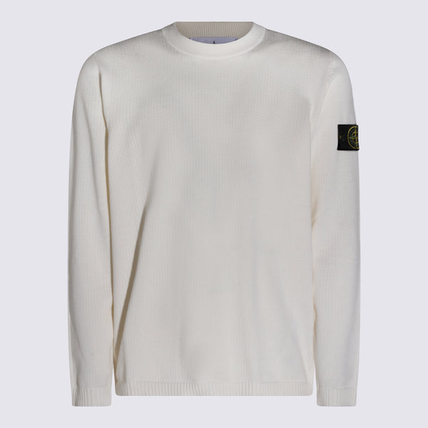 Stone Island 100% Cotton sweater in white