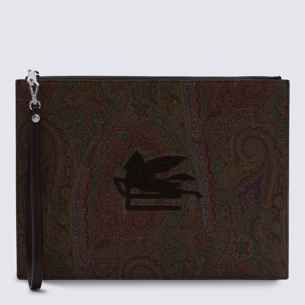Etro 76% cotton clutch in brown