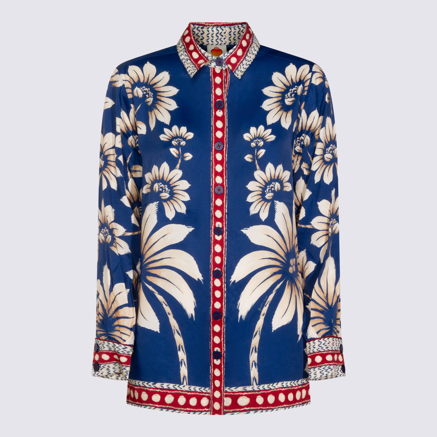 Farm Rio Silk shirt in navy