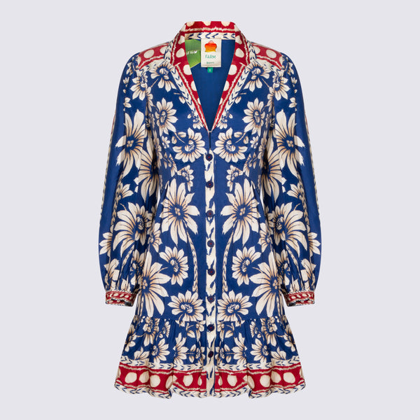Farm Rio 100% viscose dress in blue