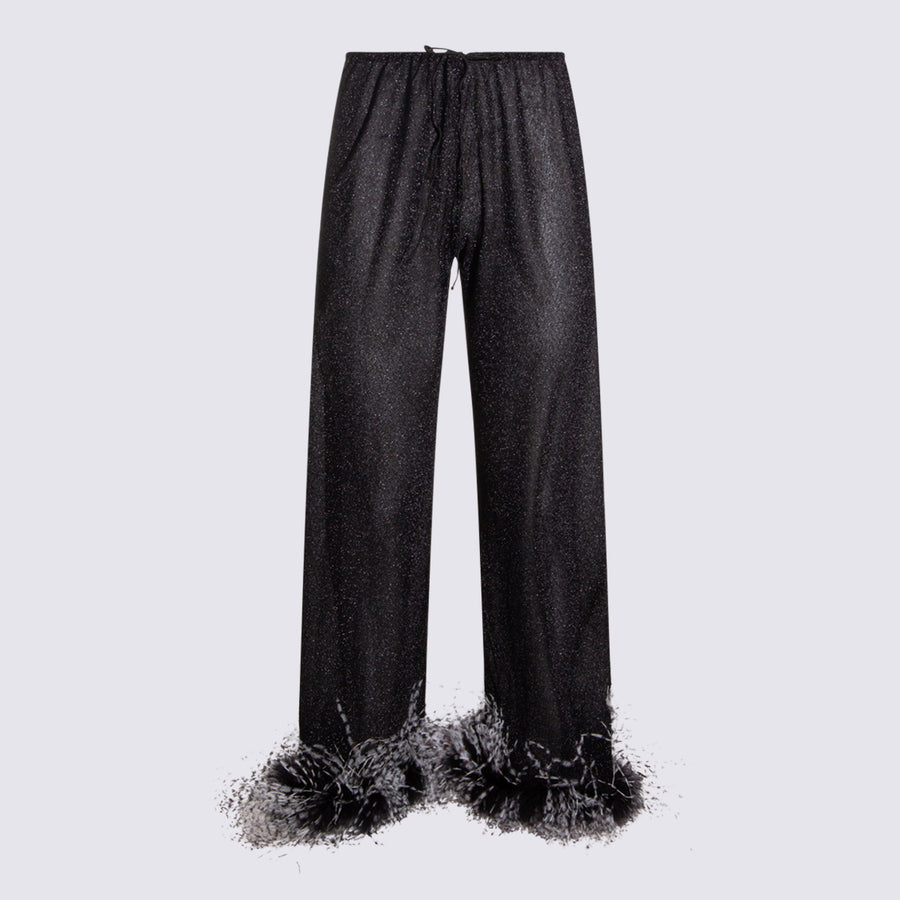 Oseree 64% Pa 36% metallic trousers in black