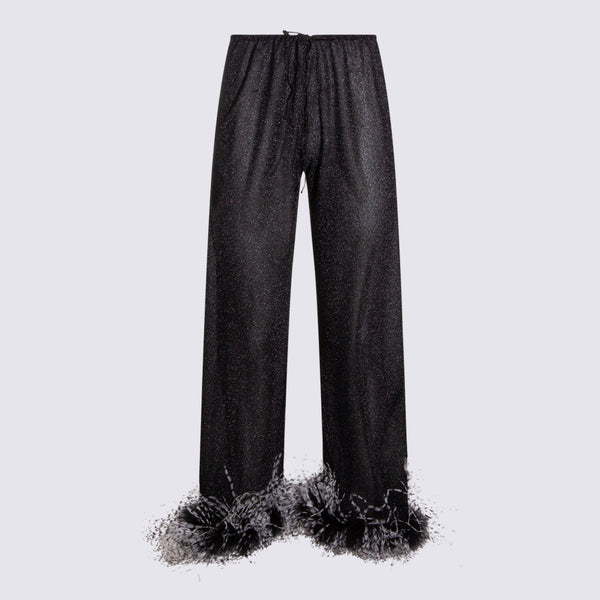 Oseree 64% Pa 36% metallic trousers in black