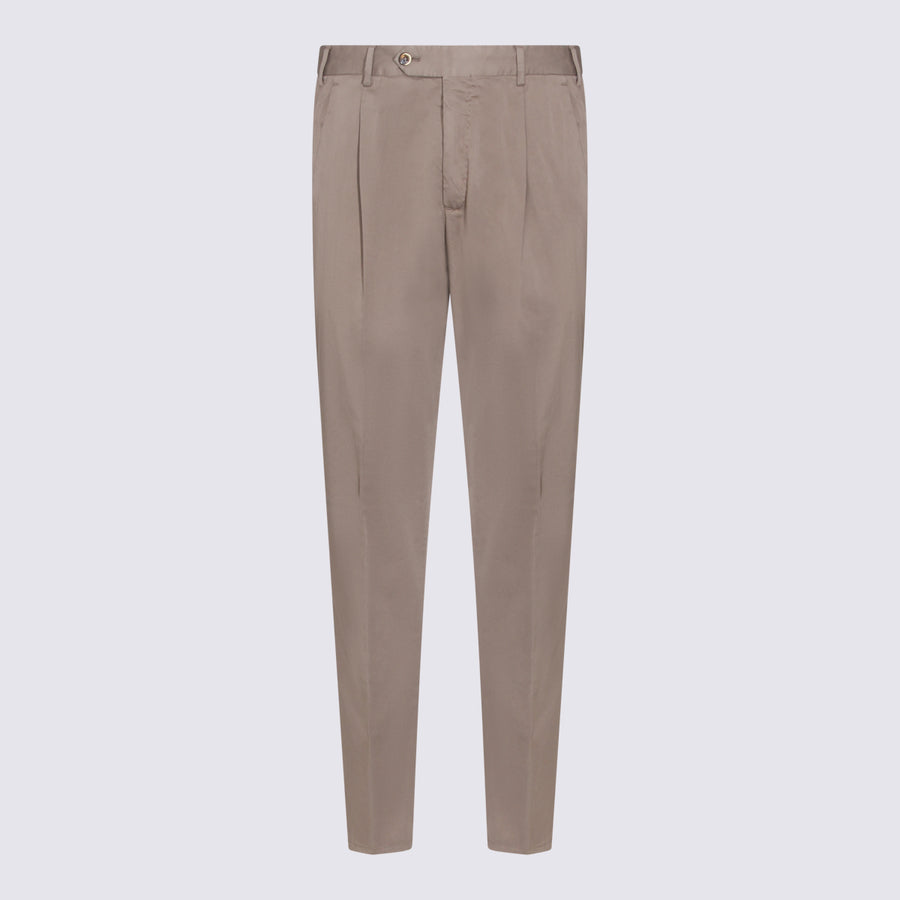 Pt Torino 94% cotton trousers in taupe