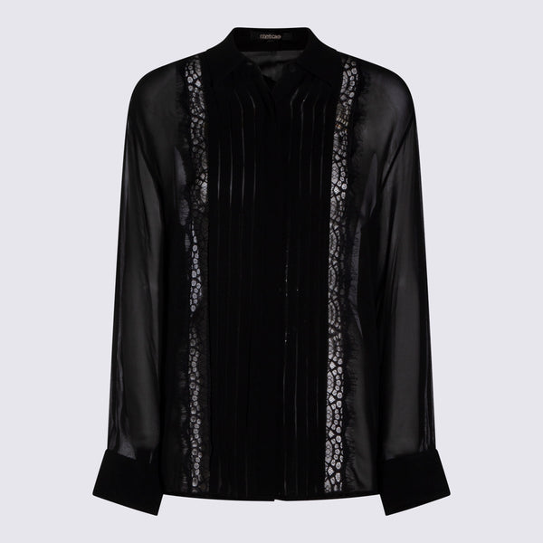 Roberto Cavalli 100% Silk shirt in black
