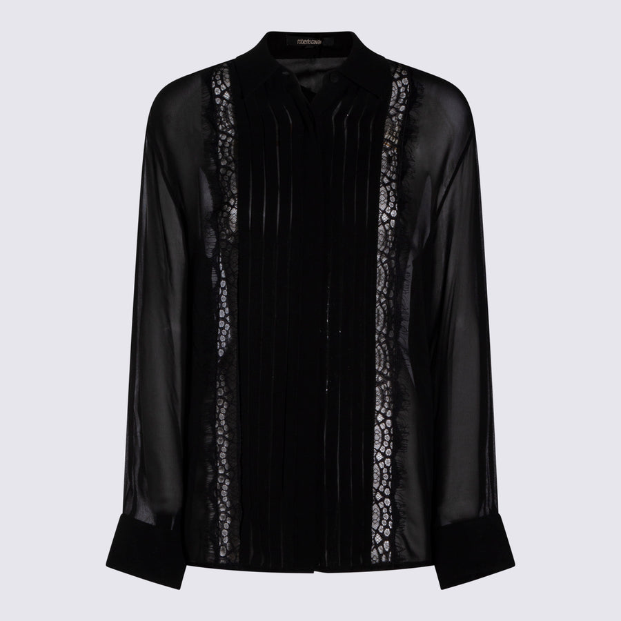 Roberto Cavalli 100% Silk shirt in black