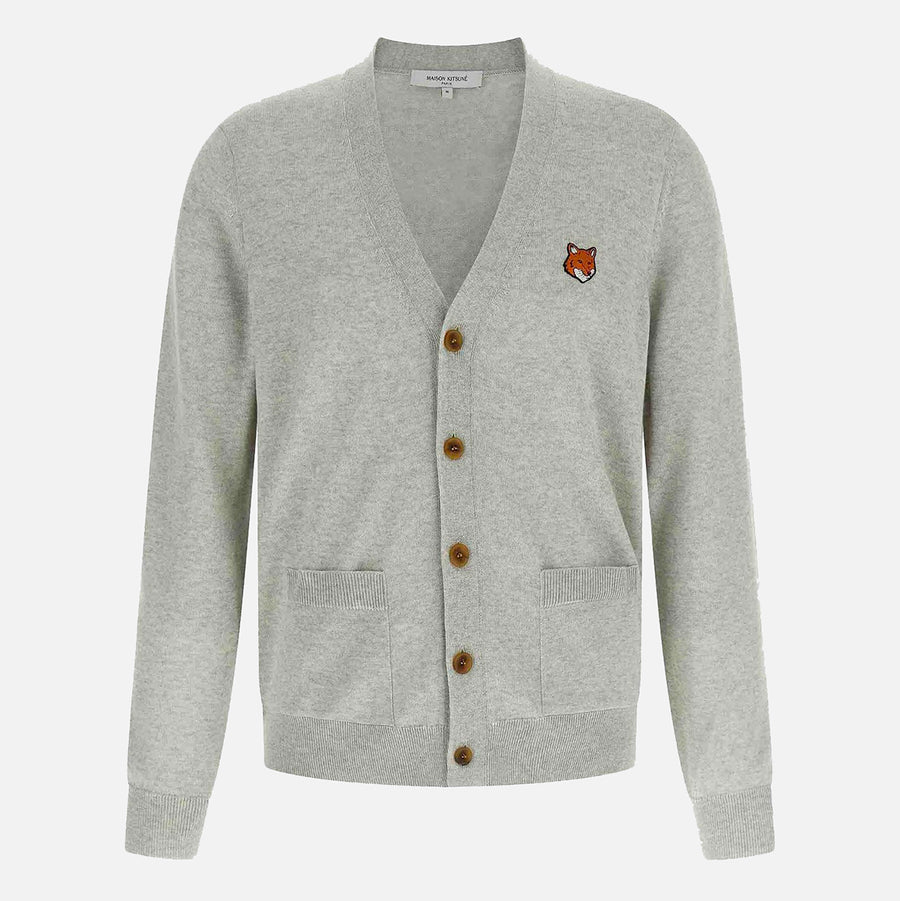 Maison Kitsune' 100% Wool cardigan in gray