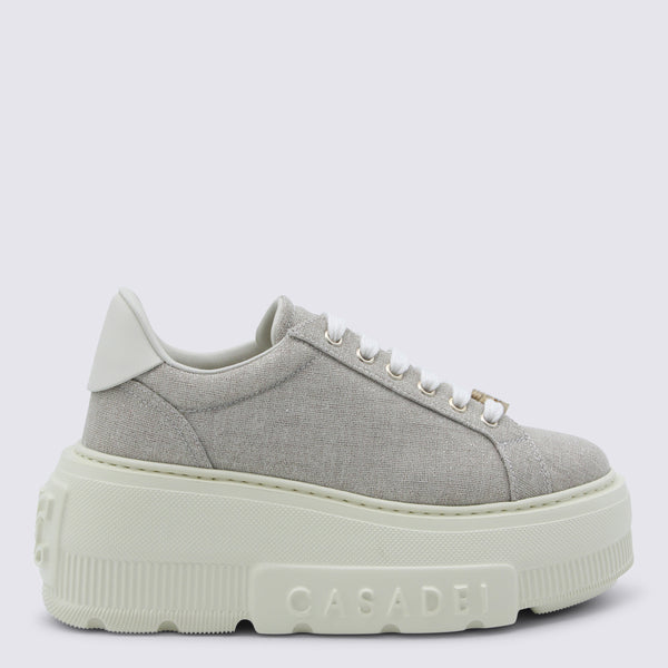 Casadei Linen/crepe upper sneakers in beige