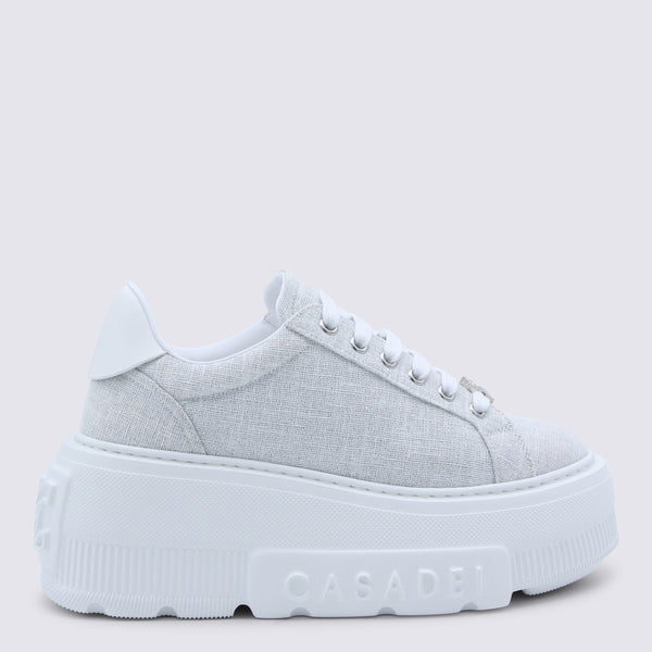 Casadei Linen-blend upper sneaker in beige
