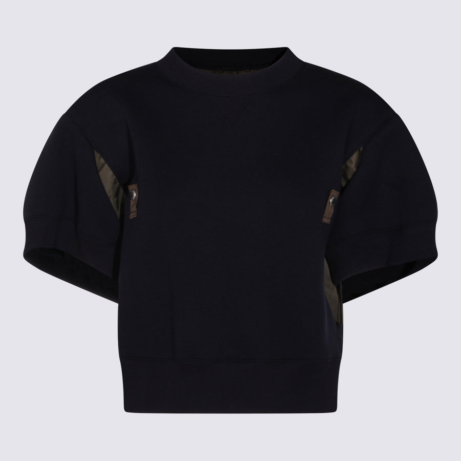 Sacai 62% CO 38% PO sweater in navy