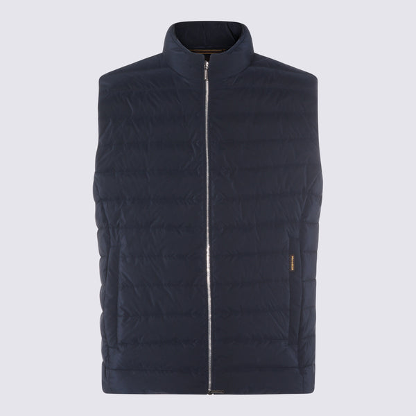 Moorer 60% Nylon down vest in navy