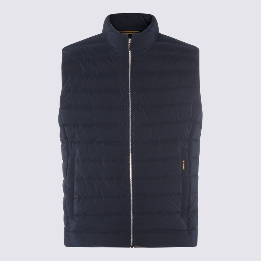 Moorer 60% Nylon down vest in navy