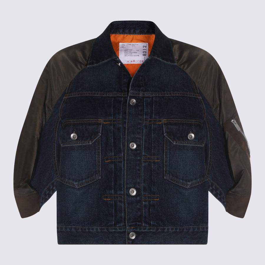 Sacai 55% Cotton jacket in blue