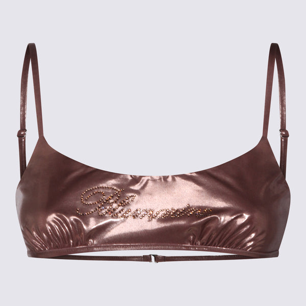 Blumarine 86% Polyester bikini top in bronze