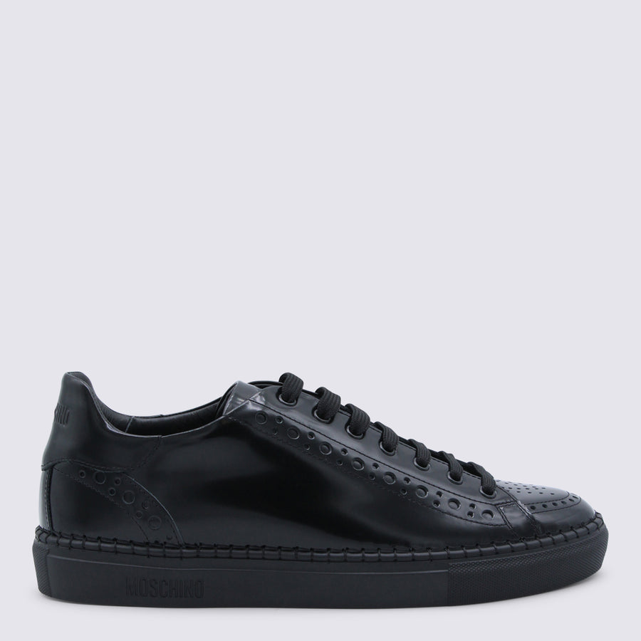Moschino Leather upper sneakers in black