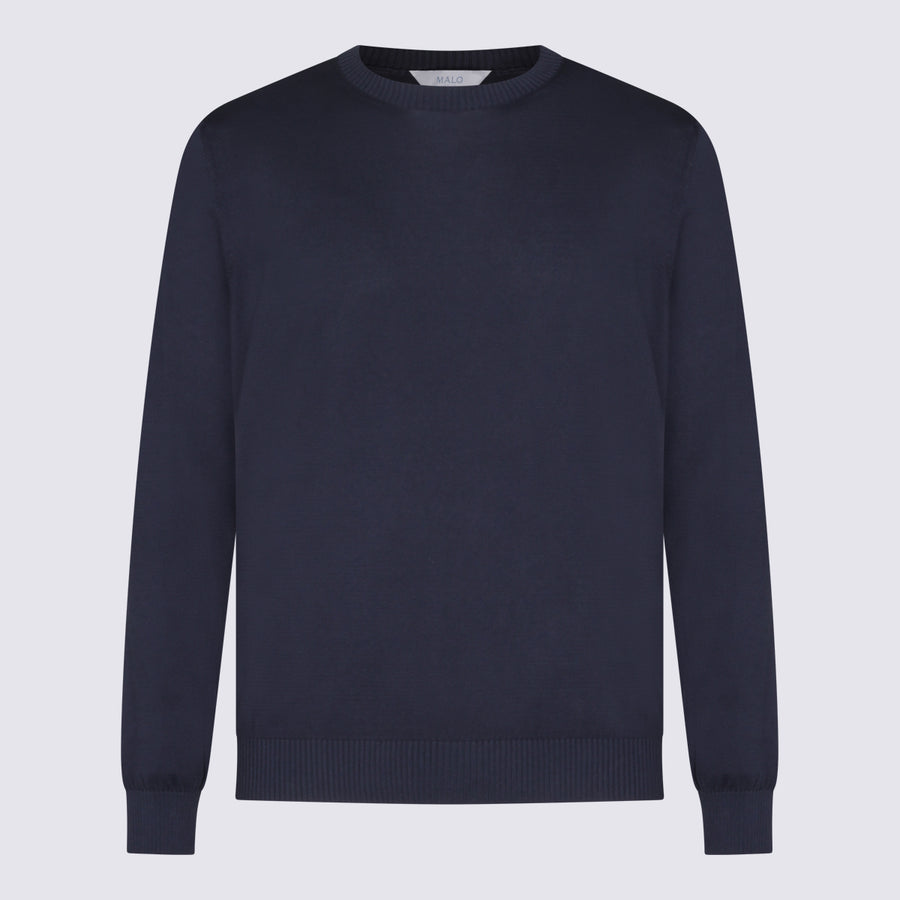 Malo 92% cotton sweater in navy