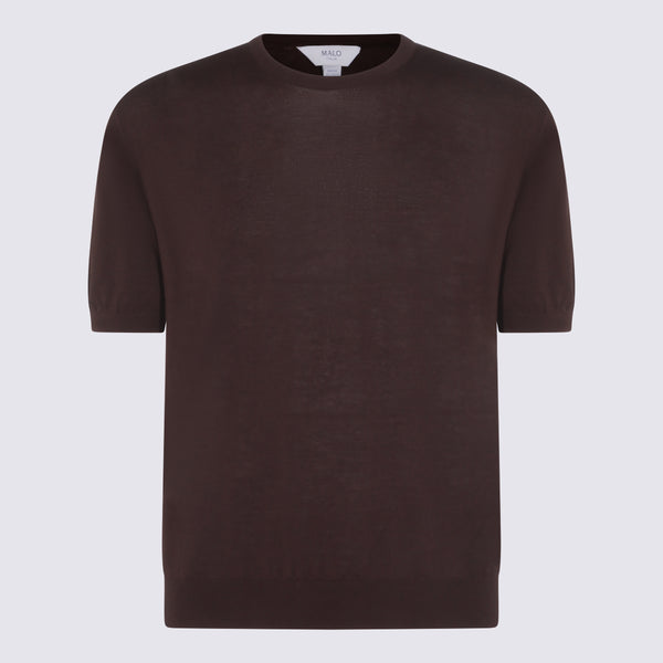 Malo 95% cotton t-shirt in brown