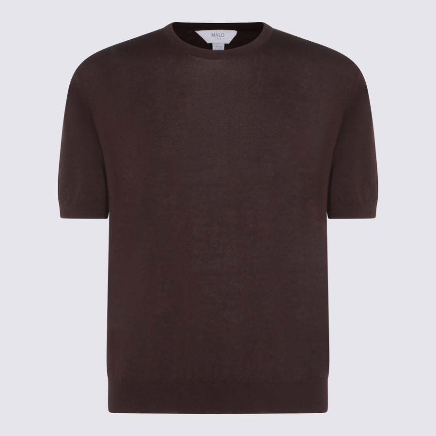 Malo 95% cotton t-shirt in brown