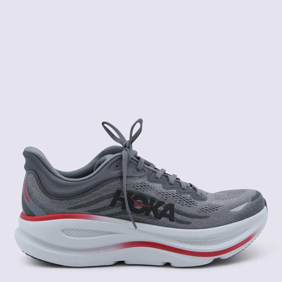 Hoka One One Mesh and synthetic upper sneakers in gray