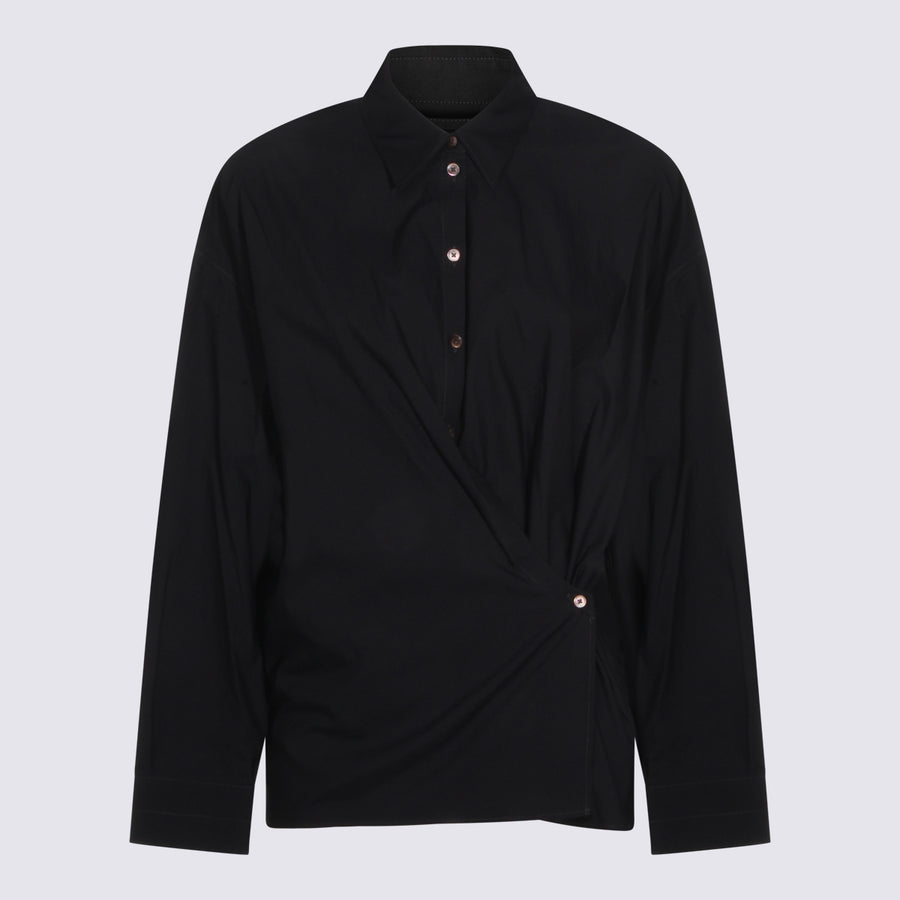 Lemaire 80% cotton shirt in black