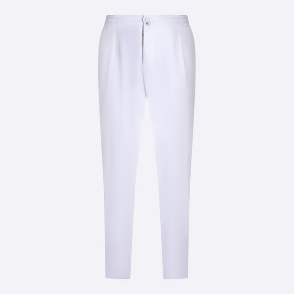 Kiton 97% Lyocell trousers in white