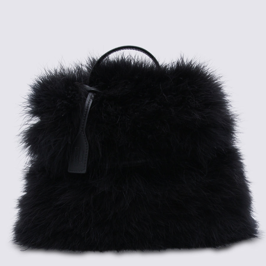 Moschino Faux fur top handle bag in black