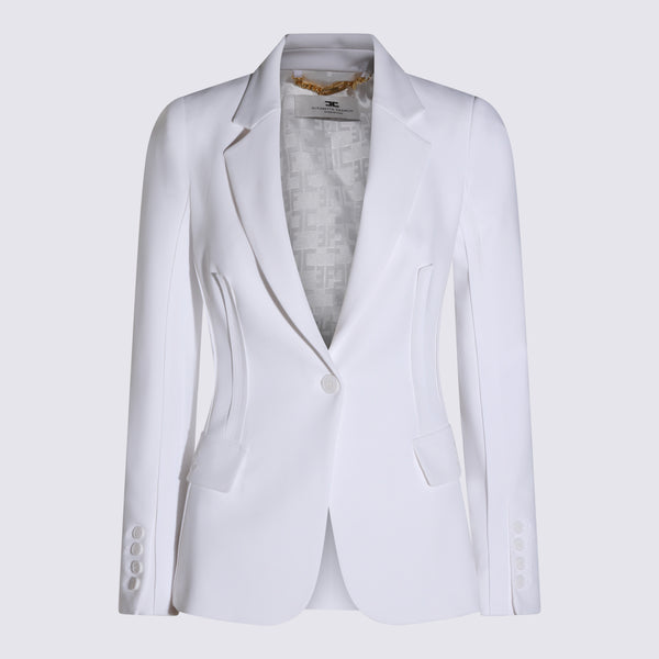 Elisabetta Franchi 96% Polyester blazer in white