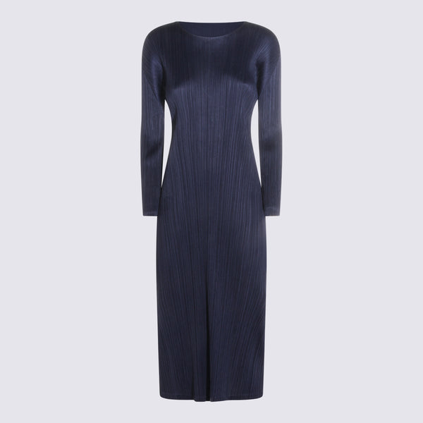 Pleats Please Issey Miyake 100% Polyester dress in navy