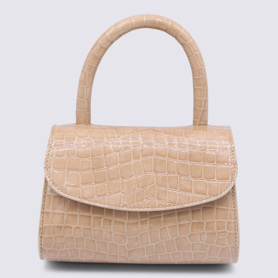 By Far 100% Leather top handle bag in beige