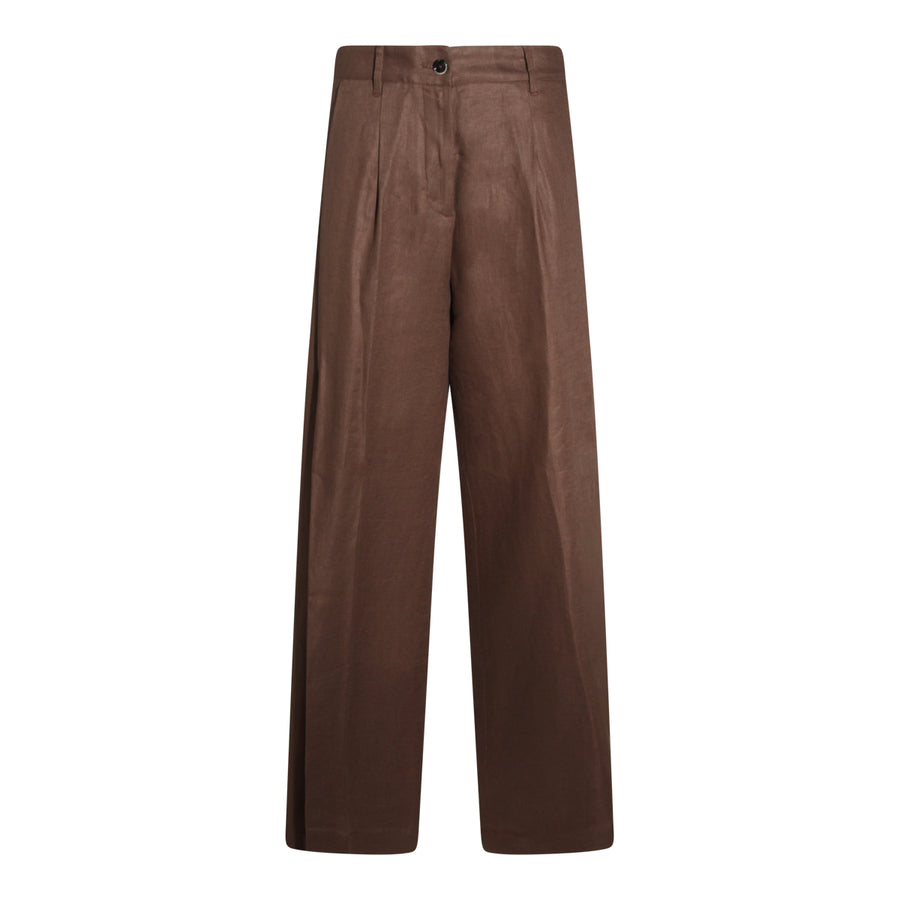 Nine In The Morning 100% Linen trousers in brown