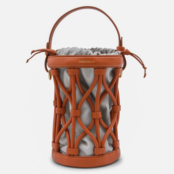 Coccinelle 100% leather bucket bag in orange