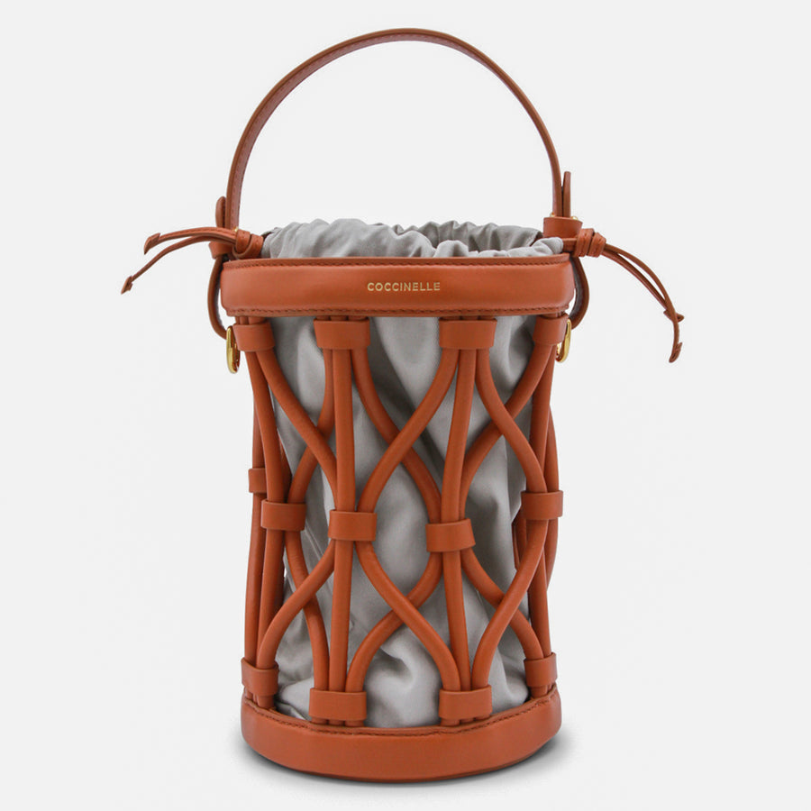 Coccinelle 100% leather bucket bag in orange