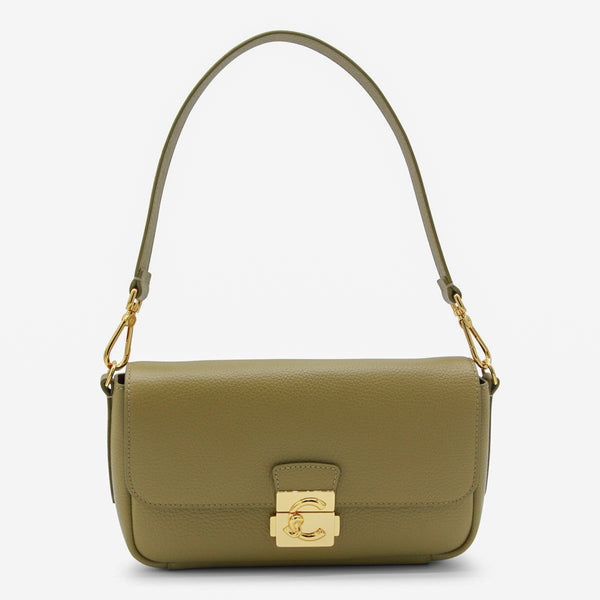 Coccinelle 100% Leather shoulder bag in green