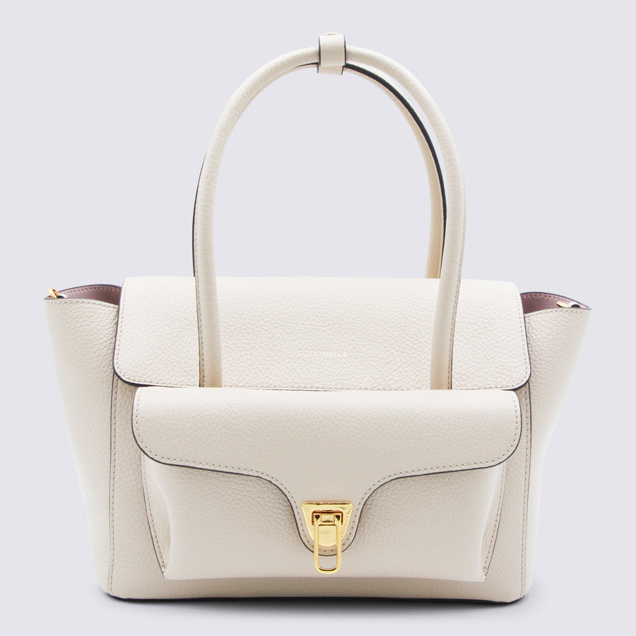 Coccinelle 100% Leather shoulder bag in beige
