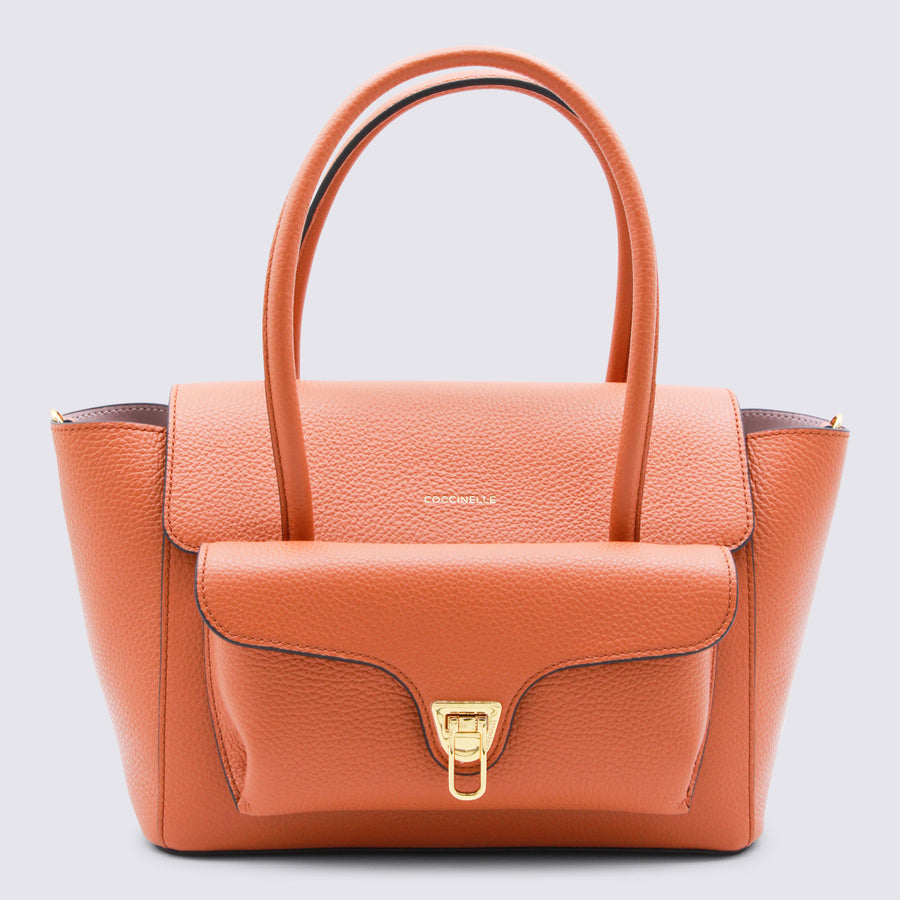 Coccinelle 100% Leather shoulder bag in orange