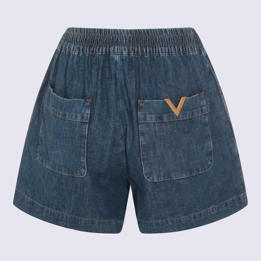 Valentino 100% Cotton denim shorts in blue