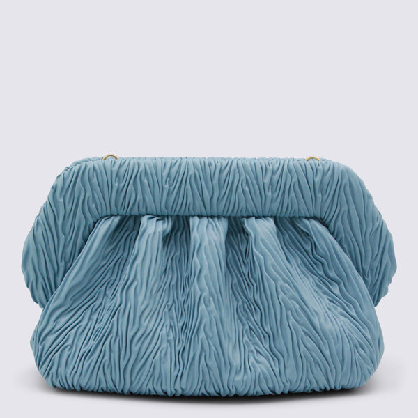 Themoire' 100% Leather clutch in blue