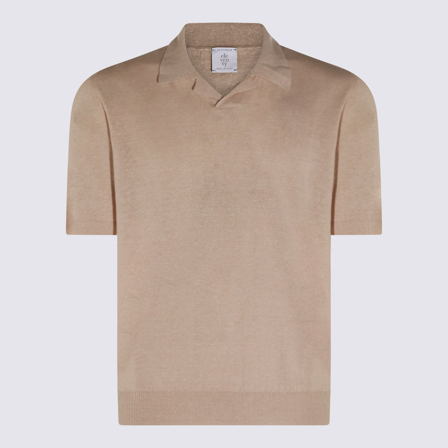 Eleventy 50% Linen polo in beige
