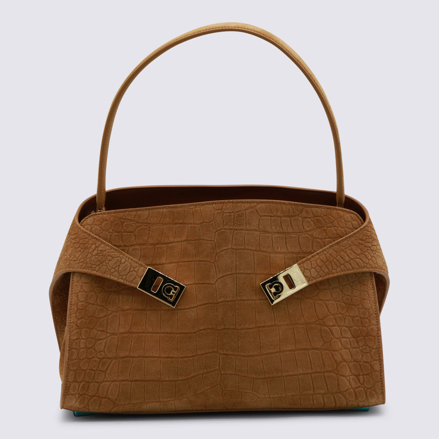 Ferragamo 100% Leather top handle bag in beige