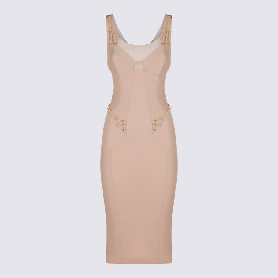 Elisabetta Franchi 75% Nylon dress in beige