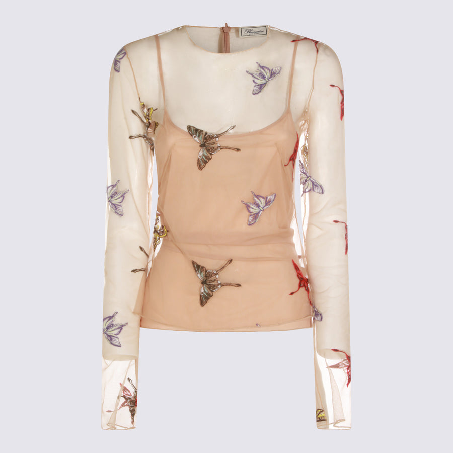 Blumarine 52% Nylon 48% Polyester blouse in camel