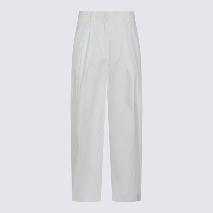 Moorer 100% Cotton trousers in white