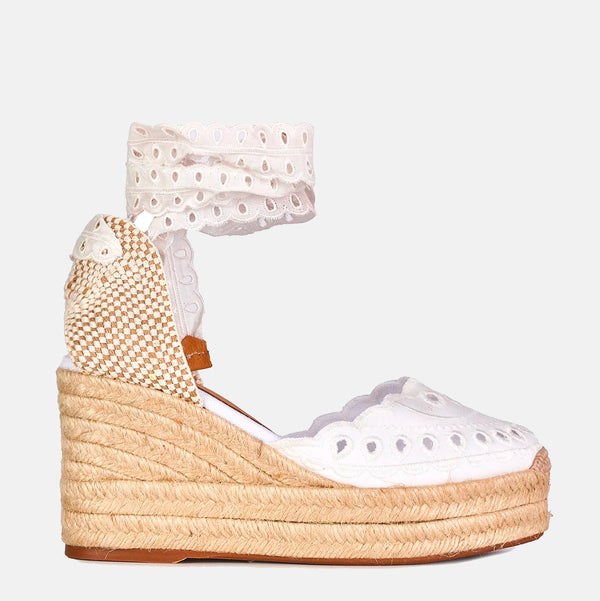 Charoruiz Perforated mesh espadrille flat in white