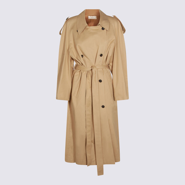 The Row 94% cotton coat in beige