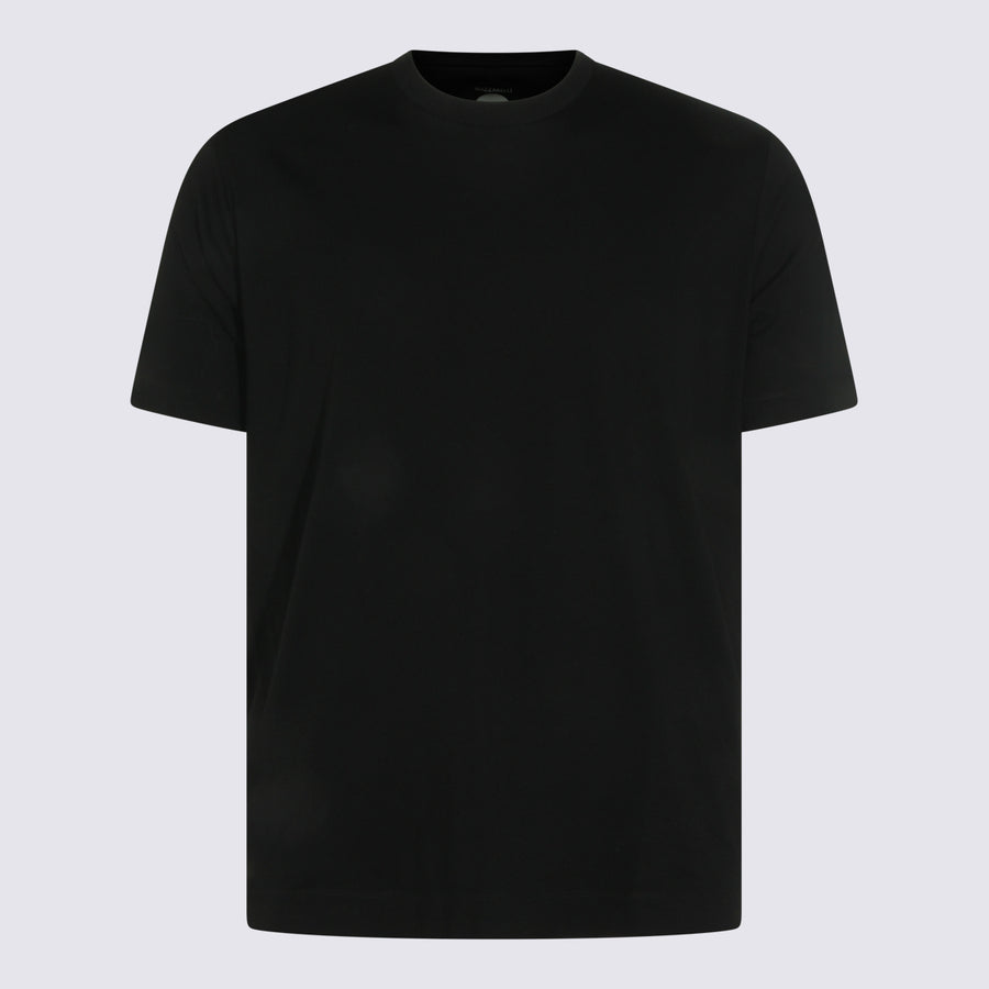 Mazzarelli 89% Cotton t-shirt in black