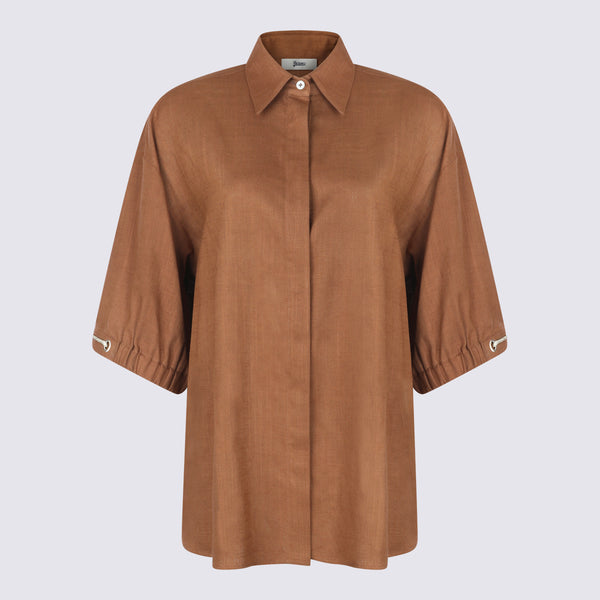 Herno 70% Viscose shirt in brown