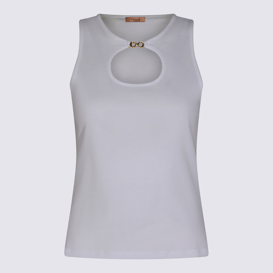 Twin-Set 100% Cotton tank top in white