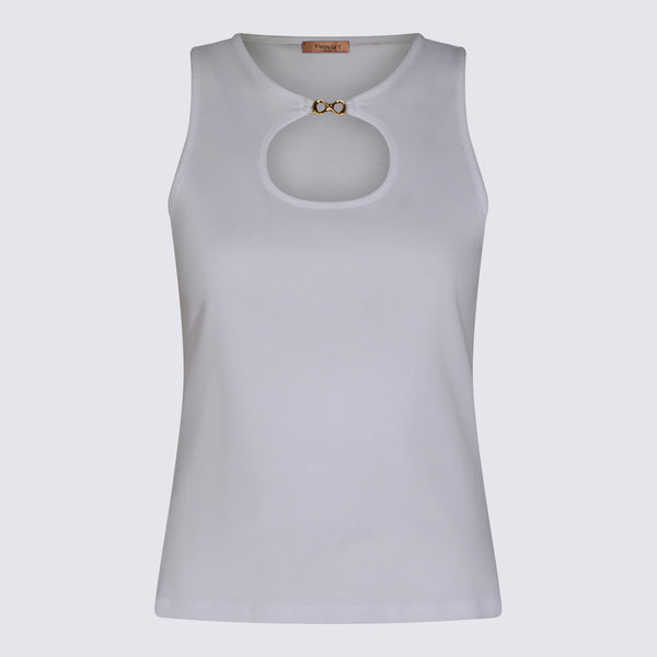 Twin-Set 100% Cotton tank top in white