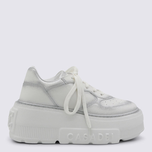 Casadei Mixed materials upper sneaker in white