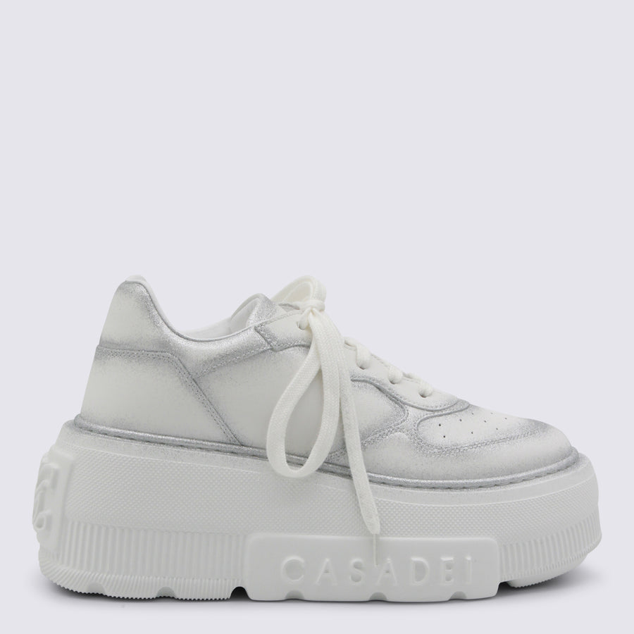 Casadei Mixed materials upper sneaker in white